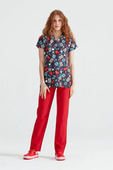 Hearts Blue Cardio - Women - Blouse Elastane with Print