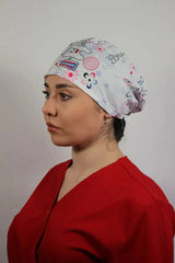 White Unisex Medical Cap – Surgical Hat with Teeth Smile Print