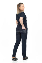 Navy Blue - Women - Belted Scrub Set Elastane
