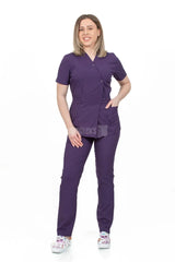 Purple - Women - Belted Scrub Set Elastane