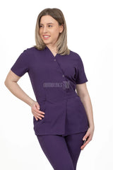 Purple - Women - Belted Scrub Set Elastane
