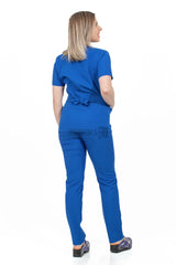 Royal Blue - Women - Belted Scrub Set Elastane